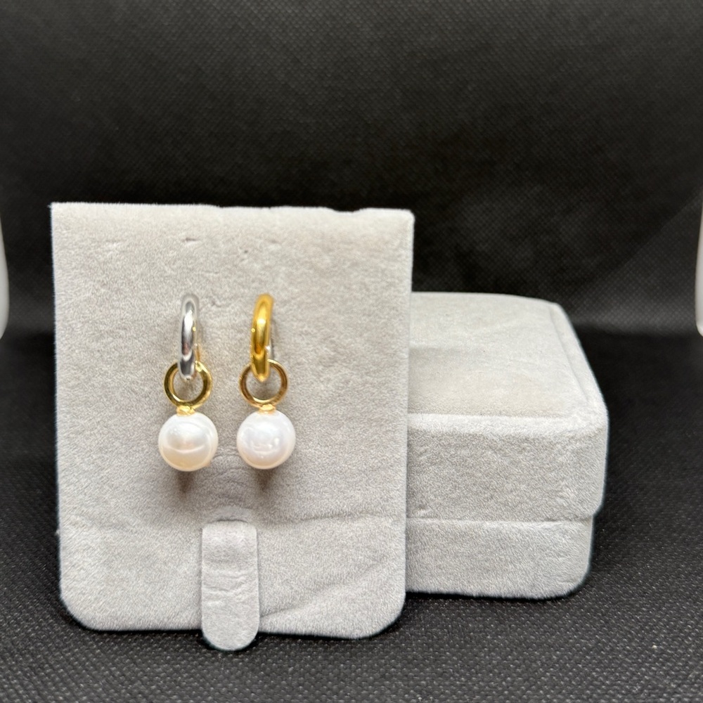Gold and Silver Pearl Accent Earrings